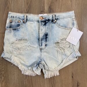ONE‎ Teaspoon Anarchy Outlaws Distressed Denim Shorts Size 30 Frayed Hem NWT